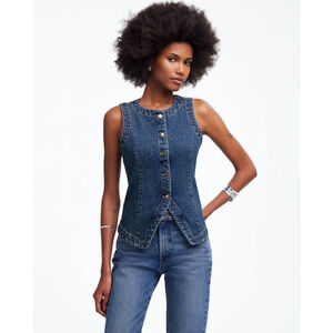 Madewell Denim Crewneck Vest WMNS 8 Concho Wash Button Up Regular fit Sleeveless